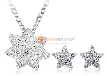 Rhodium Plated | CZ Studded Pendant Sets